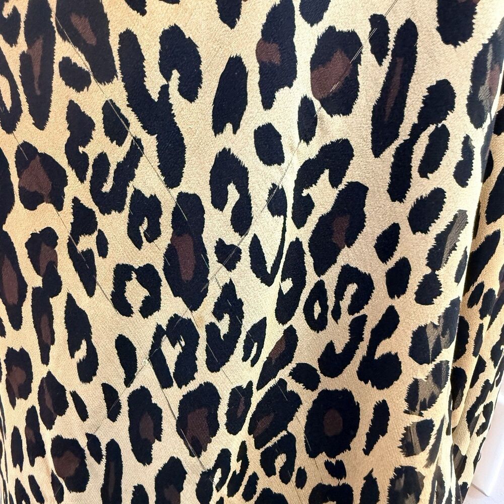 Vintage Caché 100% Silk Leopard Print Maxi  Dress Gown Bias Cut Tiered Ruffle M - Picture 15 of 16